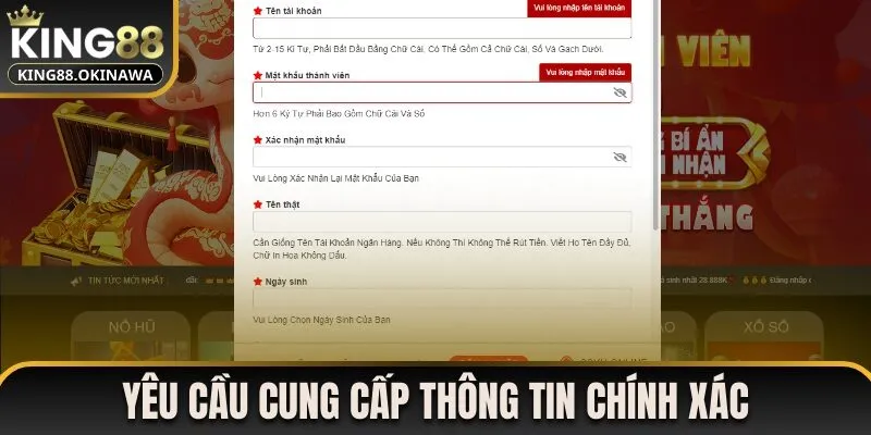 Điều Khoản Sử Dụng 2 Yêu cầu chính xác về thông tin khách hàng cung cấp